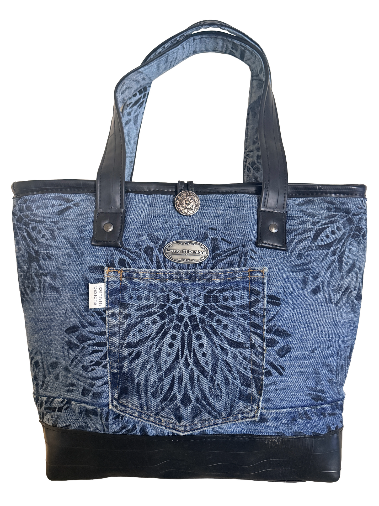Denim Mandala Tote Bag