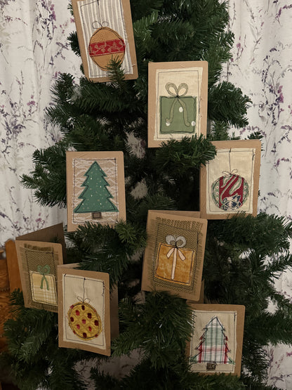 Set of 5 Upcycled Handmade Holiday Cards