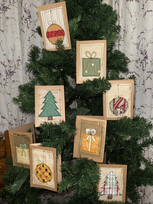 Set of 5 Upcycled Handmade Holiday Cards