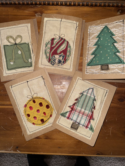 Set of 5 Upcycled Handmade Holiday Cards