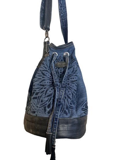 Denim Mandala Bucket Bag