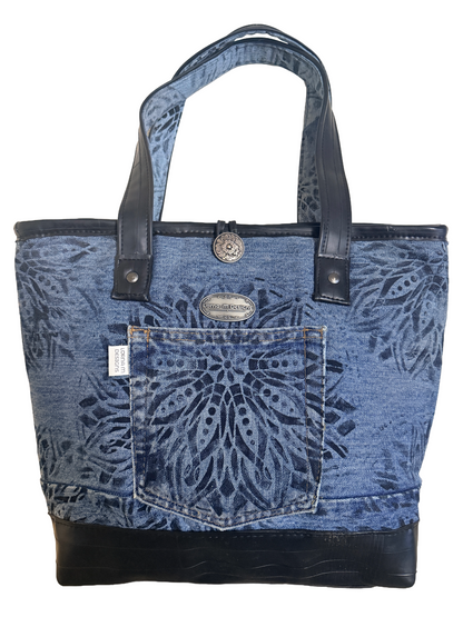Denim Mandala Tote Bag