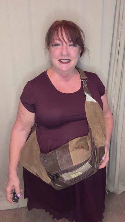 Upcycled Leather Crescent Purse--now available at The Artery in Davis CA