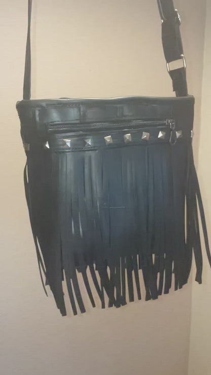 Inner tube fringe purse